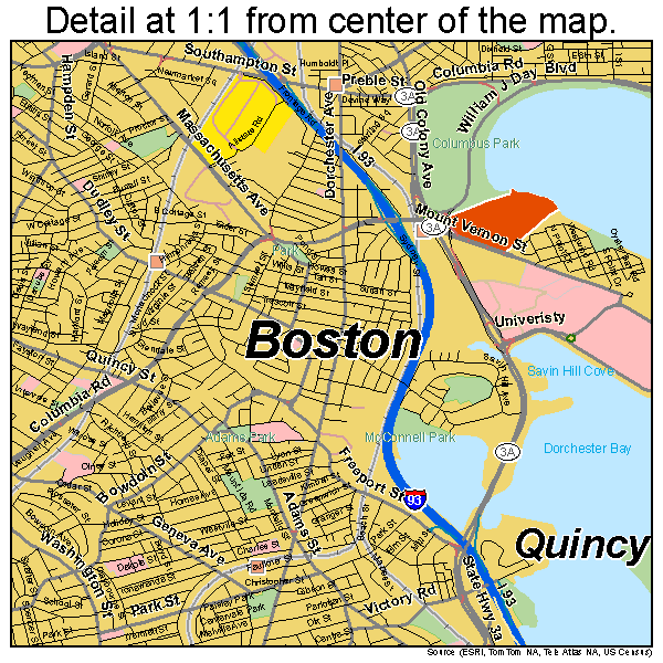 Boston, Massachusetts road map detail