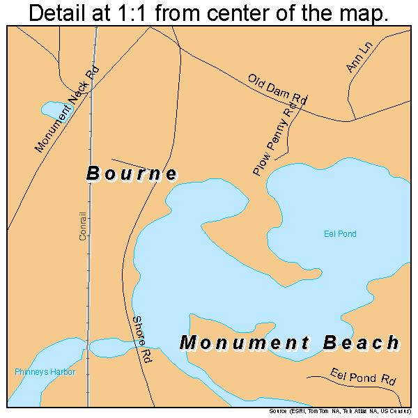 Bourne, Massachusetts road map detail