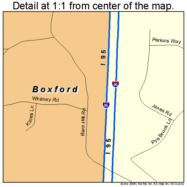 Boxford, Massachusetts road map detail