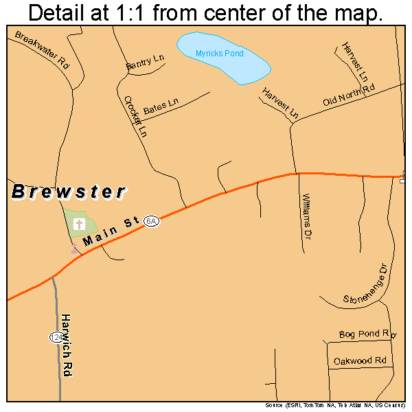 Brewster, Massachusetts road map detail