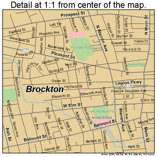 Brockton, Massachusetts road map detail