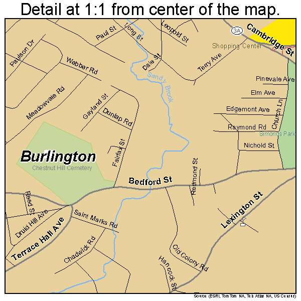 Burlington, Massachusetts road map detail