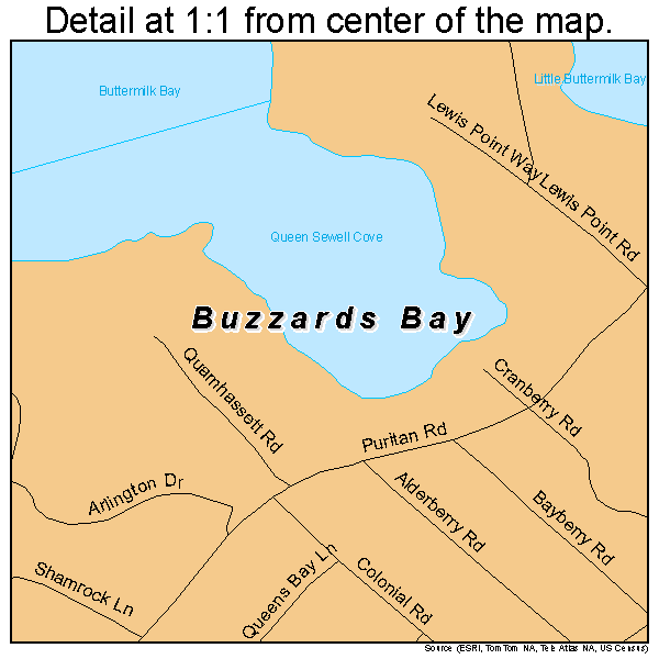 Buzzards Bay, Massachusetts road map detail