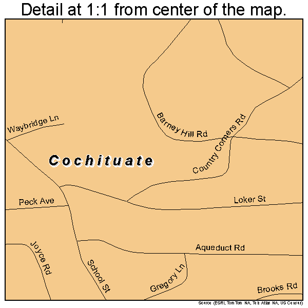 Cochituate, Massachusetts road map detail