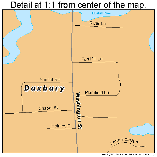 Duxbury, Massachusetts road map detail