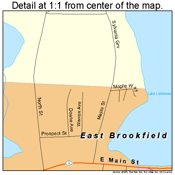 East Brookfield, Massachusetts road map detail