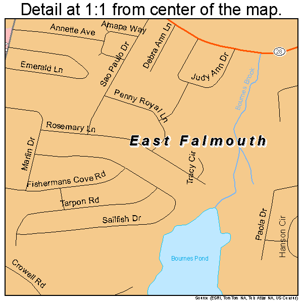 East Falmouth, Massachusetts road map detail