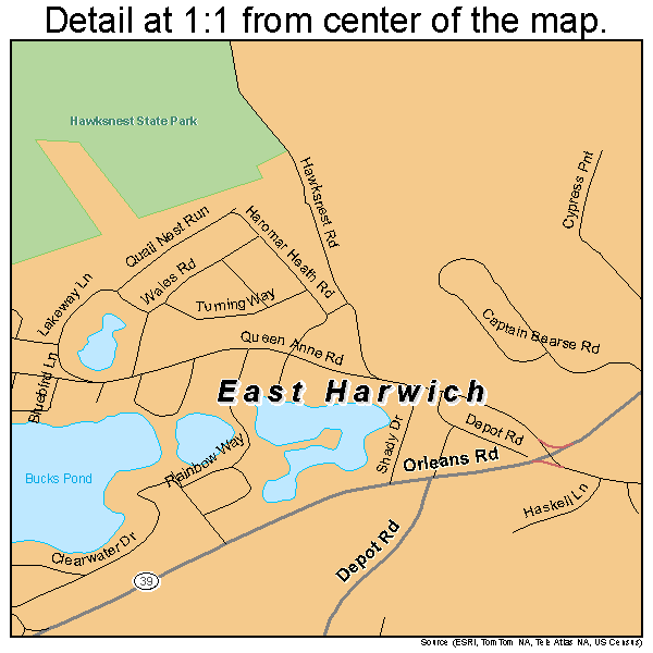East Harwich, Massachusetts road map detail