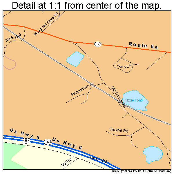 East Sandwich, Massachusetts road map detail