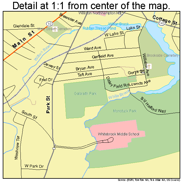 Easthampton, Massachusetts road map detail