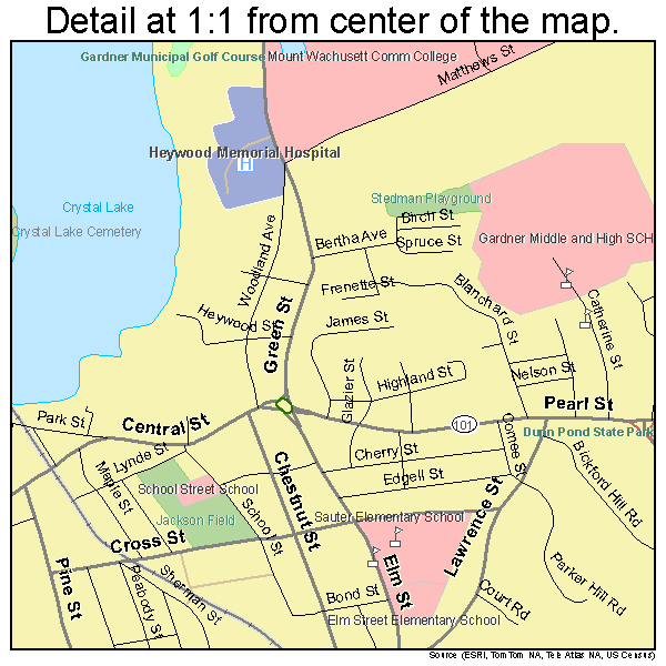 Gardner, Massachusetts road map detail