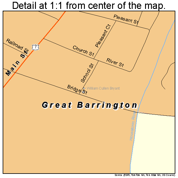 Great Barrington, Massachusetts road map detail
