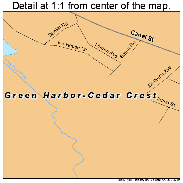 Green Harbor-Cedar Crest, Massachusetts road map detail
