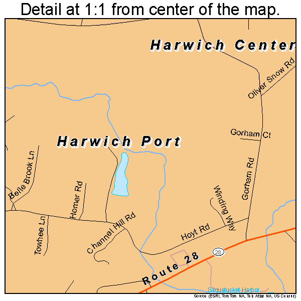 Harwich Port, Massachusetts road map detail