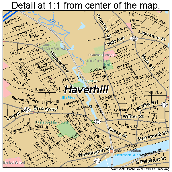 Haverhill, Massachusetts road map detail