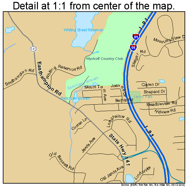 Holyoke, Massachusetts road map detail