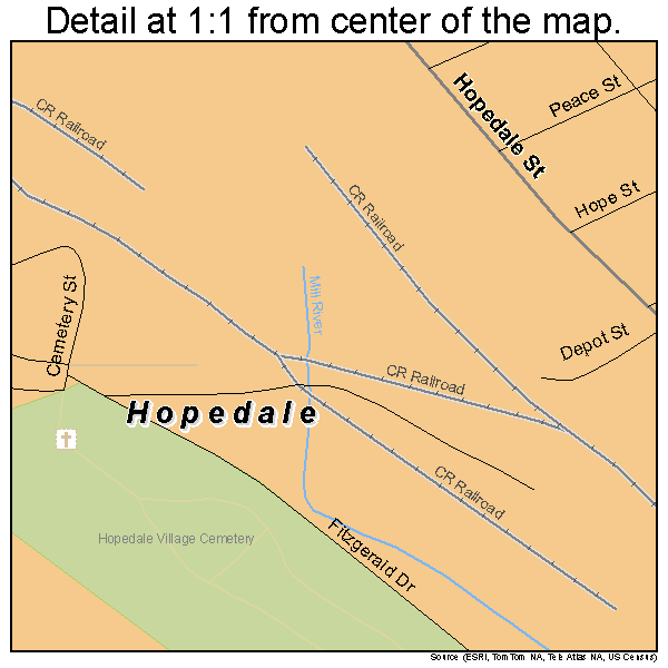 Hopedale, Massachusetts road map detail
