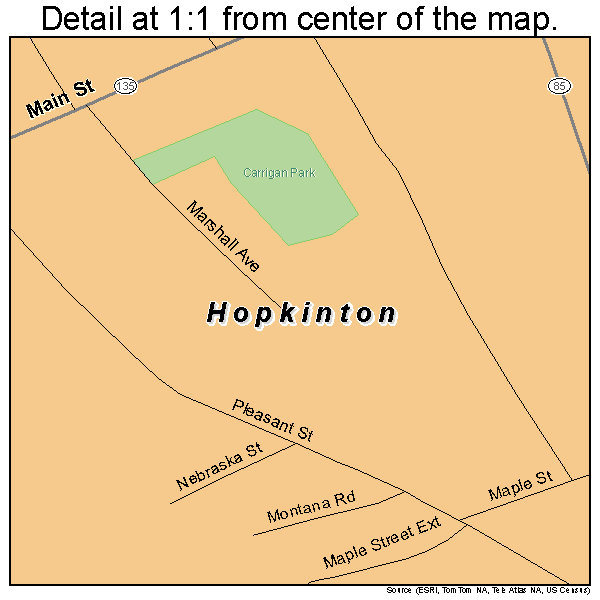 Hopkinton, Massachusetts road map detail