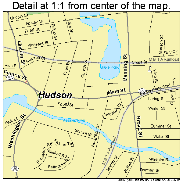 Hudson, Massachusetts road map detail