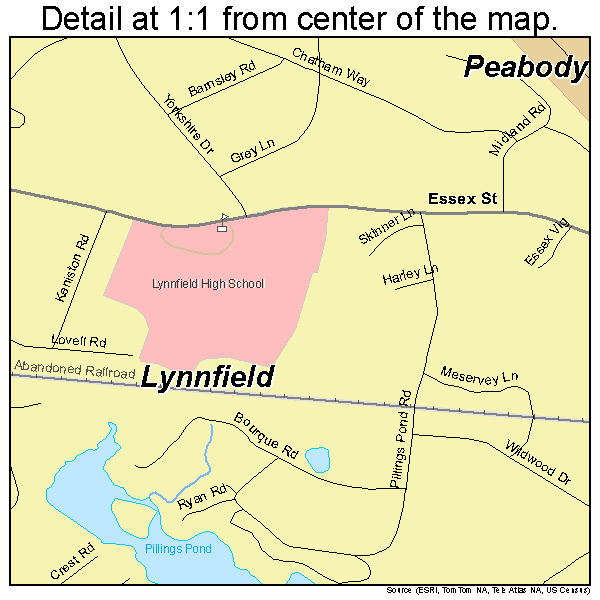 Lynnfield, Massachusetts road map detail