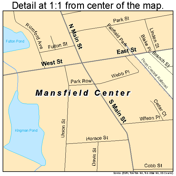 Mansfield Center, Massachusetts road map detail