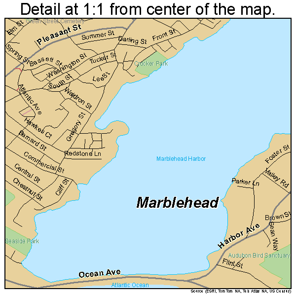 Marblehead, Massachusetts road map detail