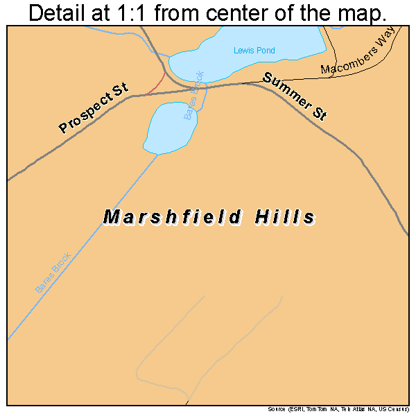 Marshfield Hills, Massachusetts road map detail