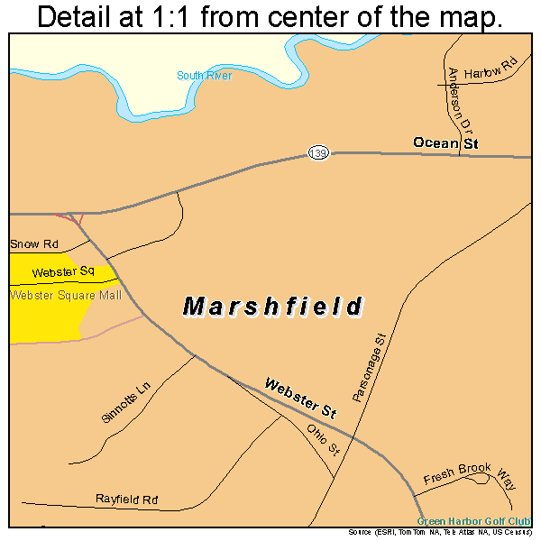 Marshfield, Massachusetts road map detail