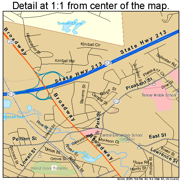 Methuen, Massachusetts road map detail