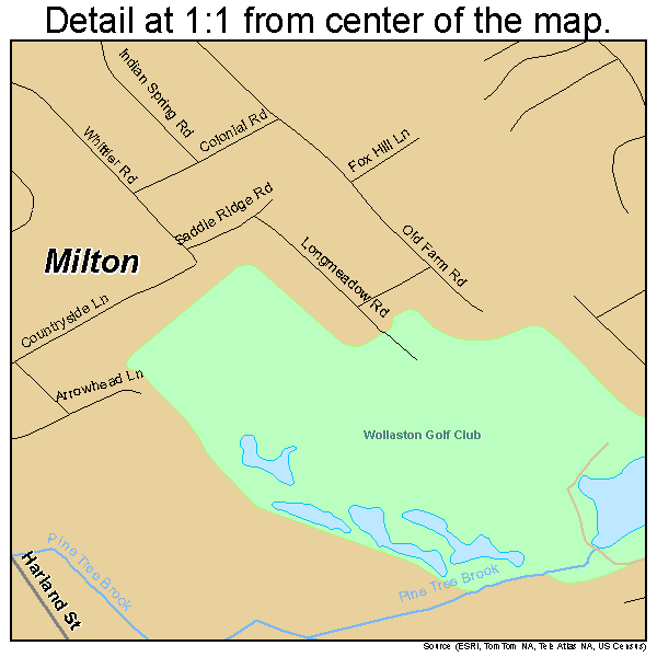 Milton, Massachusetts road map detail