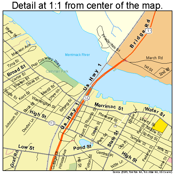Newburyport, Massachusetts road map detail