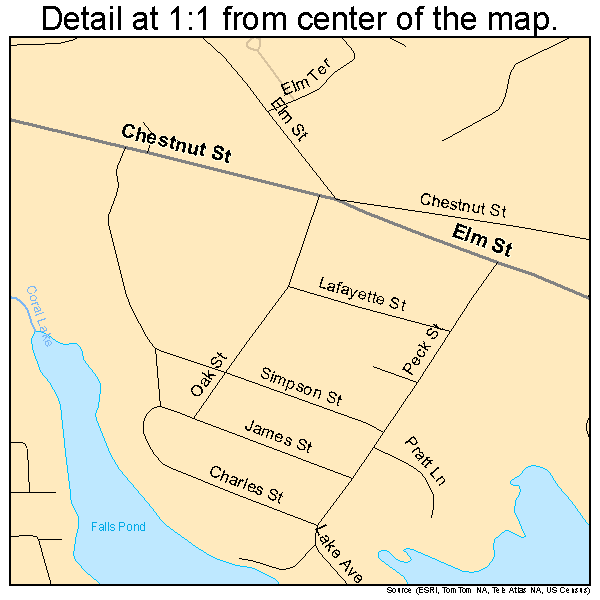 North Attleborough Center, Massachusetts road map detail