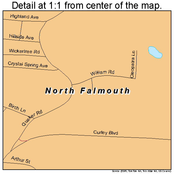 North Falmouth, Massachusetts road map detail