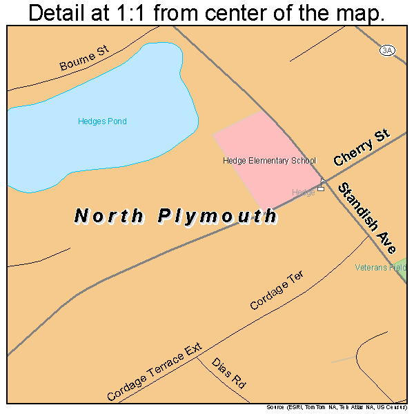 North Plymouth, Massachusetts road map detail