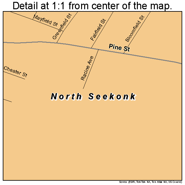 North Seekonk, Massachusetts road map detail