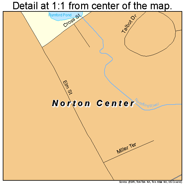 Norton Center, Massachusetts road map detail
