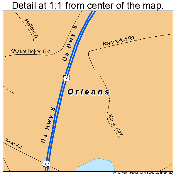 Orleans, Massachusetts road map detail