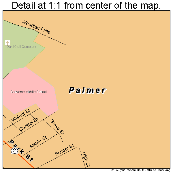 Palmer, Massachusetts road map detail