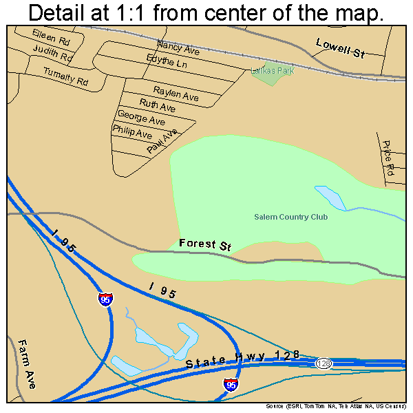 Peabody, Massachusetts road map detail