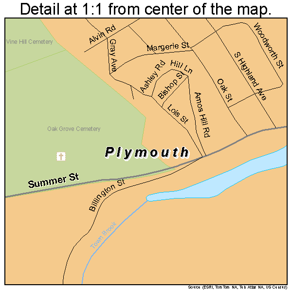 Plymouth, Massachusetts road map detail