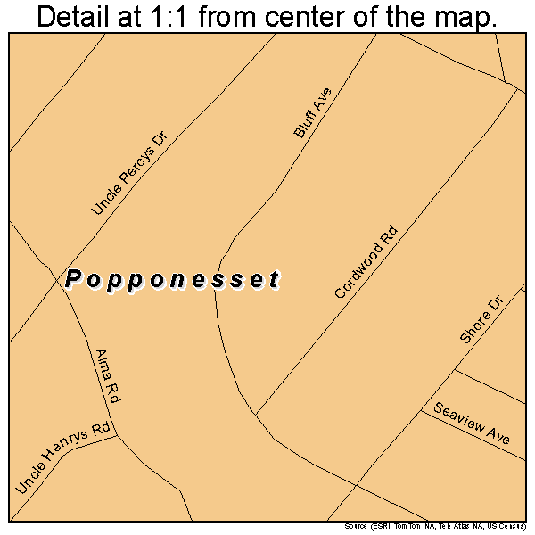 Popponesset, Massachusetts road map detail