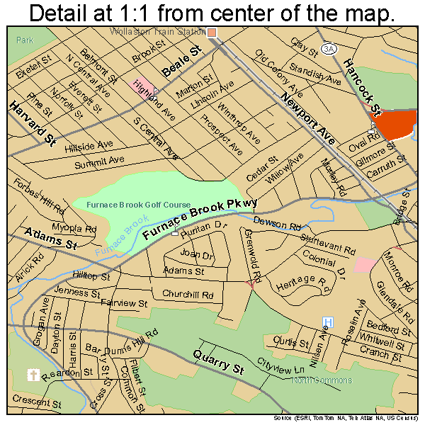 Quincy, Massachusetts road map detail