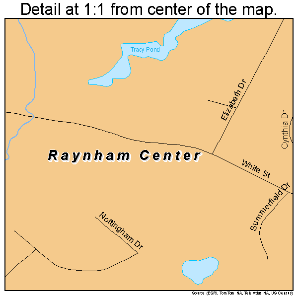 Raynham Center, Massachusetts road map detail