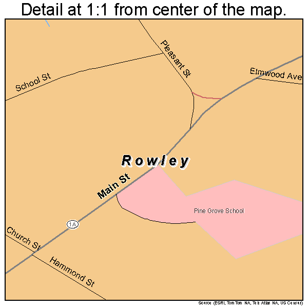 Rowley, Massachusetts road map detail