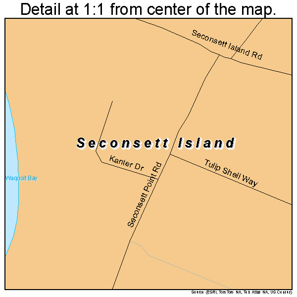 Seconsett Island, Massachusetts road map detail