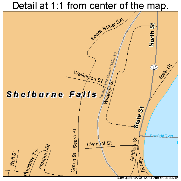 Shelburne Falls, Massachusetts road map detail