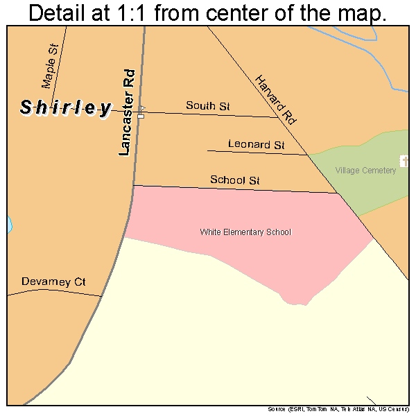 Shirley, Massachusetts road map detail