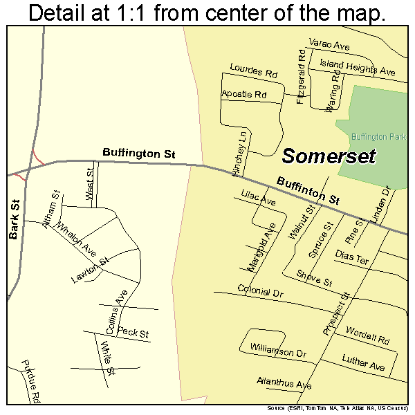 Somerset, Massachusetts road map detail