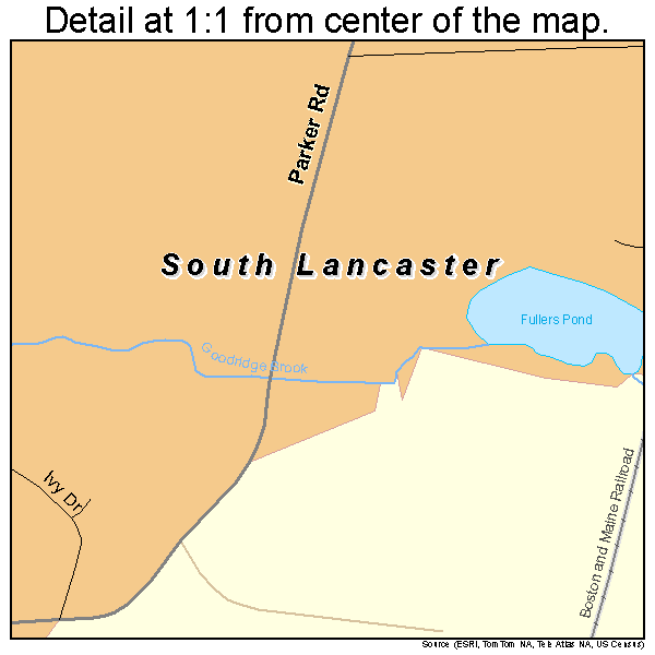 South Lancaster, Massachusetts road map detail