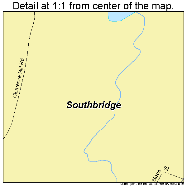 Southbridge, Massachusetts road map detail